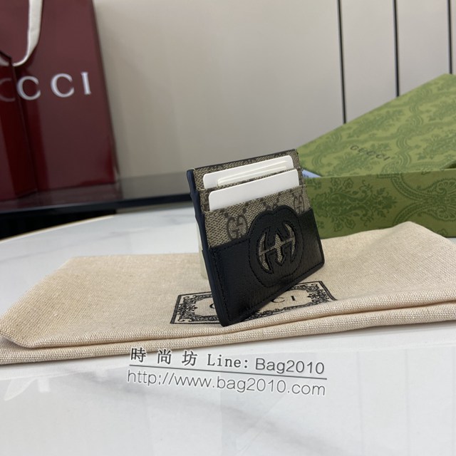 Gucci專櫃古馳最新款飾鏤空互扣式雙G卡片夾卡包 jh2106型號：701425